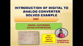 U5 L1  introduction of Digital to Analog converter  Example of DAC [upl. by Norehs]