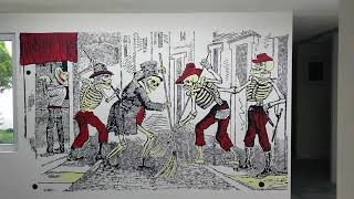 Estencil del grabado Los Patinadores de José Guadalupe Posada [upl. by Erdnaet127]