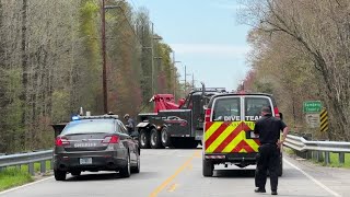 Emergency crews work to recover a vehicle that plunged into the Edisto River on March 18 2024 [upl. by Malachy743]