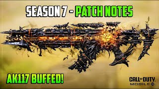 Season 7 Patch Notes CODM  Huge Nerfs amp Buffs Cod Mobile [upl. by Jannery]