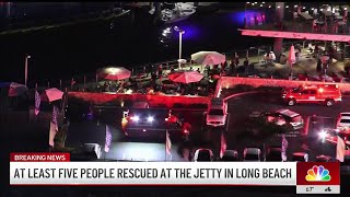 At least five people rescued at the jetty in Long Beach [upl. by Annayad211]