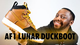 Nike Air Force 1 Lunar Duckboot Ale Brown On Foot Sneaker Review QuickSchopes 420 Schopes 805899 202 [upl. by Kenelm]