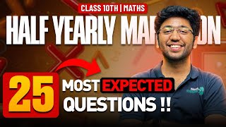 Maths  25 Most Expected Questions 🔥  Half Yearly Exams  Shobhit Nirwan [upl. by Kreiker]