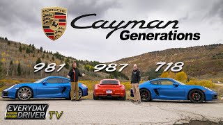 Porsche Cayman Generations 987981718 compared  Which is best  Everyday Driver TV S4 [upl. by Tamma]