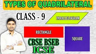 TYPES OF QUADRILATERAL  Parallelogram  Rectangle  Square  Properties  Class 9  Part 1 [upl. by Zendah949]