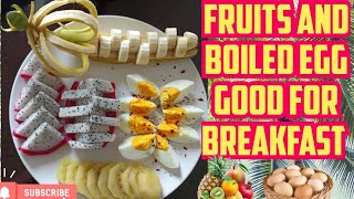 FRUITS AND EGGS FOR SIMPLE BREAKFAST food cutting fruits carving trending viralvideo healthy [upl. by Tryck]