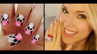 Easy Argyle Print Nails [upl. by Anolahs592]