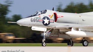 Douglas A4 Skyhawk Landing  EAA AirVenture Oshkosh 2014 [upl. by Warden]