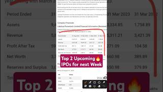 Top 2 Upcoming IPOs for next week 102 Listing Gain 🔥😱🚀 [upl. by Euqininod437]