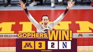 Highlights 24 Gopher Volleyball Grinds 5 Set Win Over Northwestern [upl. by Selohcin5]