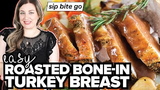 Easy Roasted Bone In Turkey Breast Crispy Skin [upl. by Whetstone]