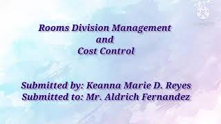 Rooms Division Management and Cost Control Principles of Managing Revenue [upl. by Suhpoelc]