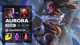 Aurora vs Gragas Mid  NA Grandmaster  Patch 1414 Season 14 [upl. by Aurea]