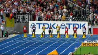 LeichtathletikWM 2009 Berlin 100 Meter Männer Finale am 16082009 Usain Bolt Weltrekord HD [upl. by Haianeb235]