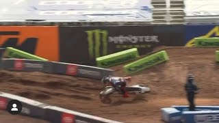 Zach Osborne Gnarly Crash  Salt Lake City Supercross Rd 17 [upl. by Paco]