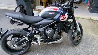 Triumph Trident 660 Triple Tribute cold start and quick update [upl. by Refotsirc234]