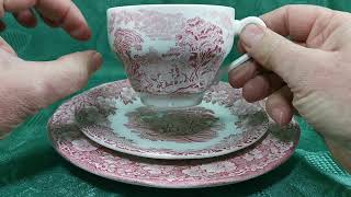 Wedgwood Woodland Red and White China Teacup Saucer and Side Plate Trio [upl. by Bodnar]