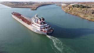 Algoma Compass  Welland Canal 4K Aerial view [upl. by Giovanna]