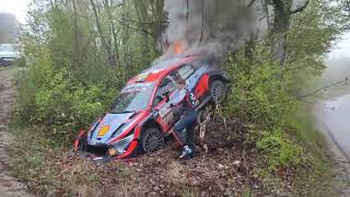 WRC Croatia 2022 Solberg Crash on fire [upl. by Arley]