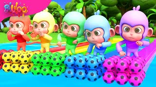 Five Little Monkeys Song  Colorful Monkeys  BluLoo Nursery Rhymes amp Kids Songs [upl. by Litch]