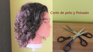 Corte de pelo Hombre con tijeras medio largo para cabello ondulado o rizado [upl. by Nennahs719]