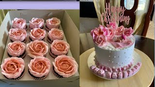 Christening cake and floral cupcakes [upl. by Revolc]