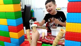 Emir pretend play with Ice cream house and colored lego fun kid video [upl. by Phineas]