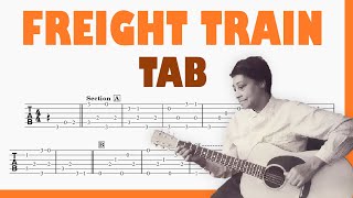 Freight Train  Elizabeth Cotten  TAB Fingerstyle for Guitar [upl. by Ahtilat]