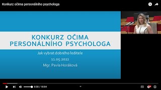 Konkurz očima personálního psychologa  Pavla Horáková [upl. by Dutch]