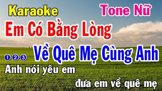 Em Có Bằng Lòng Về Quê Mẹ Cùng Anh Karaoke Tone Nữ  Nhạc Sống  Nhật Dũng KB [upl. by Pich639]