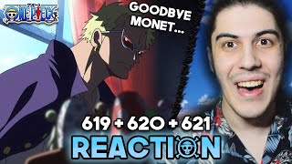 Monets LAST JOB  One Piece  Episodes 619  621 Reaction [upl. by Assirrac]