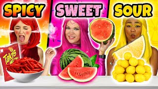 SPICY vs SWEET vs SOUR FOOD CHALLENGE THE SUPER POPS Totally TV Originals [upl. by Joo]