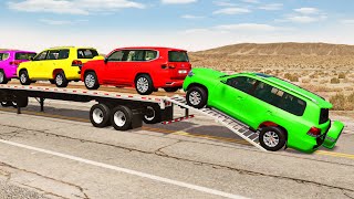 Flatbed Truck Mcqueen  Transportation with Truck  Pothole vs Car 191  BeamNGDrive [upl. by Monagan]