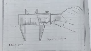 vernier caliper drawing 11th standard physics practical inertia tutorial easy [upl. by Nordna]