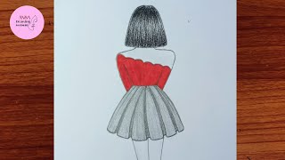 Very easy girl drawing  drawing for beginners  girl drawing step by step [upl. by Cirdes]