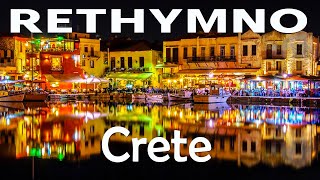 Rethymno Crete Short night walk in 4K UHD  Walking Tour [upl. by Jean-Claude379]