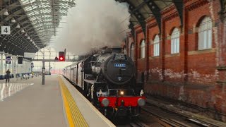 LMS Black Five No 44871 opens up through Darlington  The Edinburgh Flyer  18524 [upl. by Ahsiral]