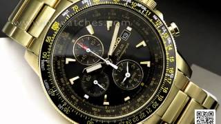 Seiko Flightmaster Solar Chronograph Gold Tone Pilot Watch SSC008P2 SSC008 [upl. by Damiani]