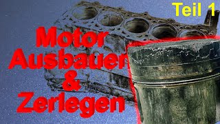 Motor ausbauen am Mercedes Benz W201 190D 25 Turbo  OM 602 961  Motorschaden Überholen [upl. by Heinrike]