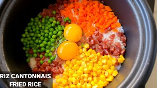 Riz cantonais en cuiseur  How to cook rice fry rice recipe  egg fried rice  365 recipe cooking [upl. by Popelka]