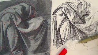 Pen and Ink Drawing Tutorials  How to draw drapery like Leonardo da Vinci [upl. by Lagas494]