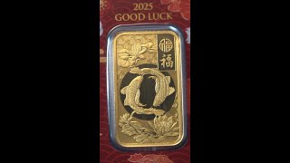 2025 1 oz PAMP Suisse Good Luck Koi Fish Gold Bar 9999 Fine in Assay [upl. by Calvinna65]