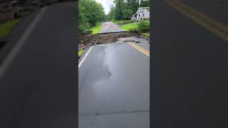 Road collapses due to Hurricane Beryl in Lancaster New Hampshire [upl. by Milone]