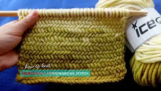 🧶 HowToKnit Herringbone stitch amp How to Bind off [upl. by Annovad]