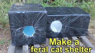 Make a feral cat shelter from a styrofoam cooler lined with high density styrofoam [upl. by Anahs]