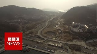 Aerial video of tsunamihit Onagawa  BBC News [upl. by Yrelav]