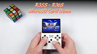 RetroMini R35S  R36S PlugampPlay 20000 Games Emulation Station Micro SD Card Demo and Purchase Link [upl. by Kermie915]