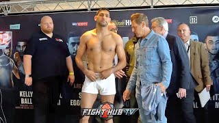 AMIR KHAN HAS TO STRIP DOWN WEIGHS IN BANG ON 147 lbs [upl. by Nehtan]