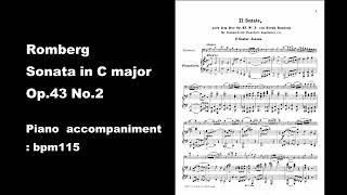 Romberg Sonata in C major Op43 No2 piano accompaniment bpm115 [upl. by Skylar]