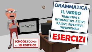 Grammatica Esercizi  Il verbo transitivi e intransitivi attivi e passivi riflessivi impersonali [upl. by Pandolfi]